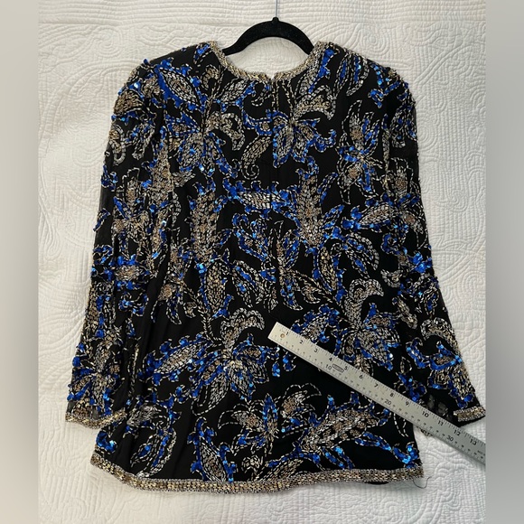 Vintage Silk Beaded Blouse by Nite Line | Size Medium - Picture 11 of 12